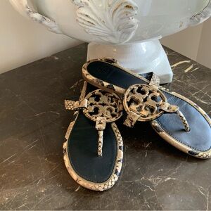 Miller Snake-Embossed Leather Sandal